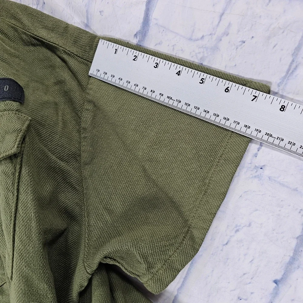 Zara Button Shirt MENS L Olive Green Short Sleeve Utility Gorpcore Pocket